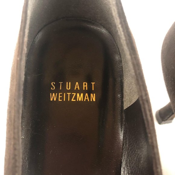 *SOLD* Stuart Weitzman Brown Suede Leather Heels Sz 10 - Picture 6 of 9